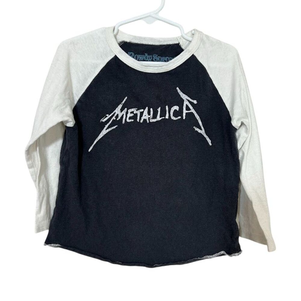 Rowdy Sprouts Metallica Baseball Shirt Toddler 4T Black White 100% Cotton